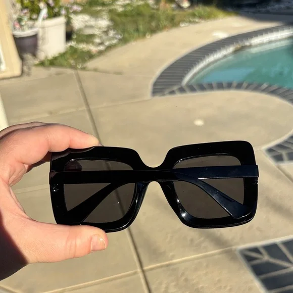 Embellished Black Oversized Sunglasses - Picture 3 of 5